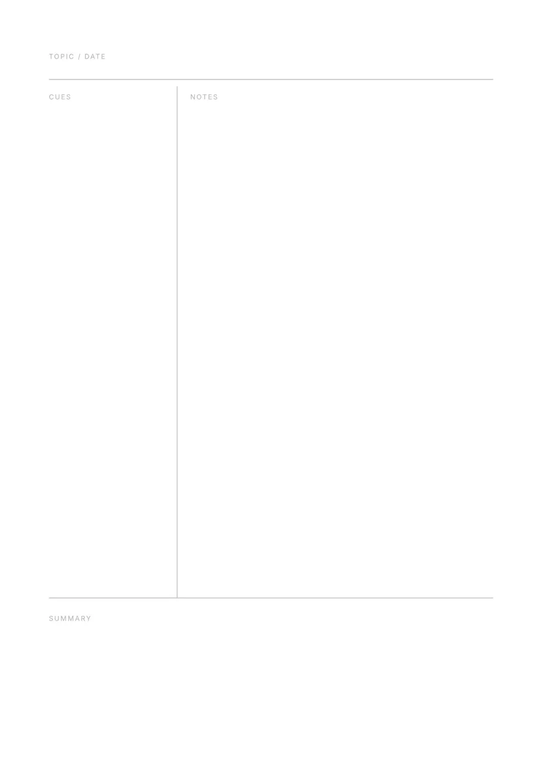 Cornell Notes Page