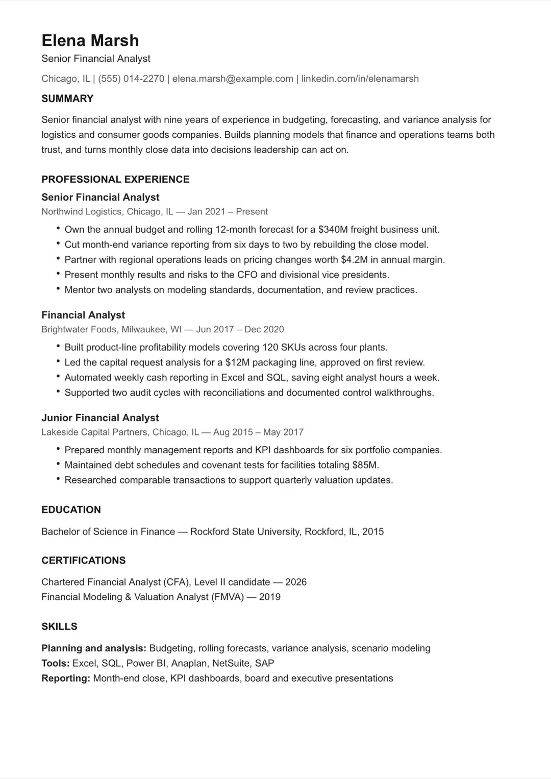 Black and White Plain-Text ATS-Friendly CV Template