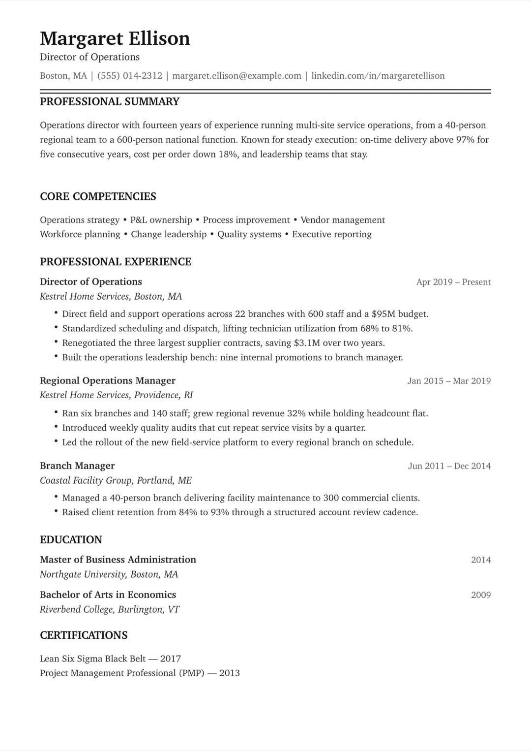 Black and White Classic Serif ATS-Friendly CV Template