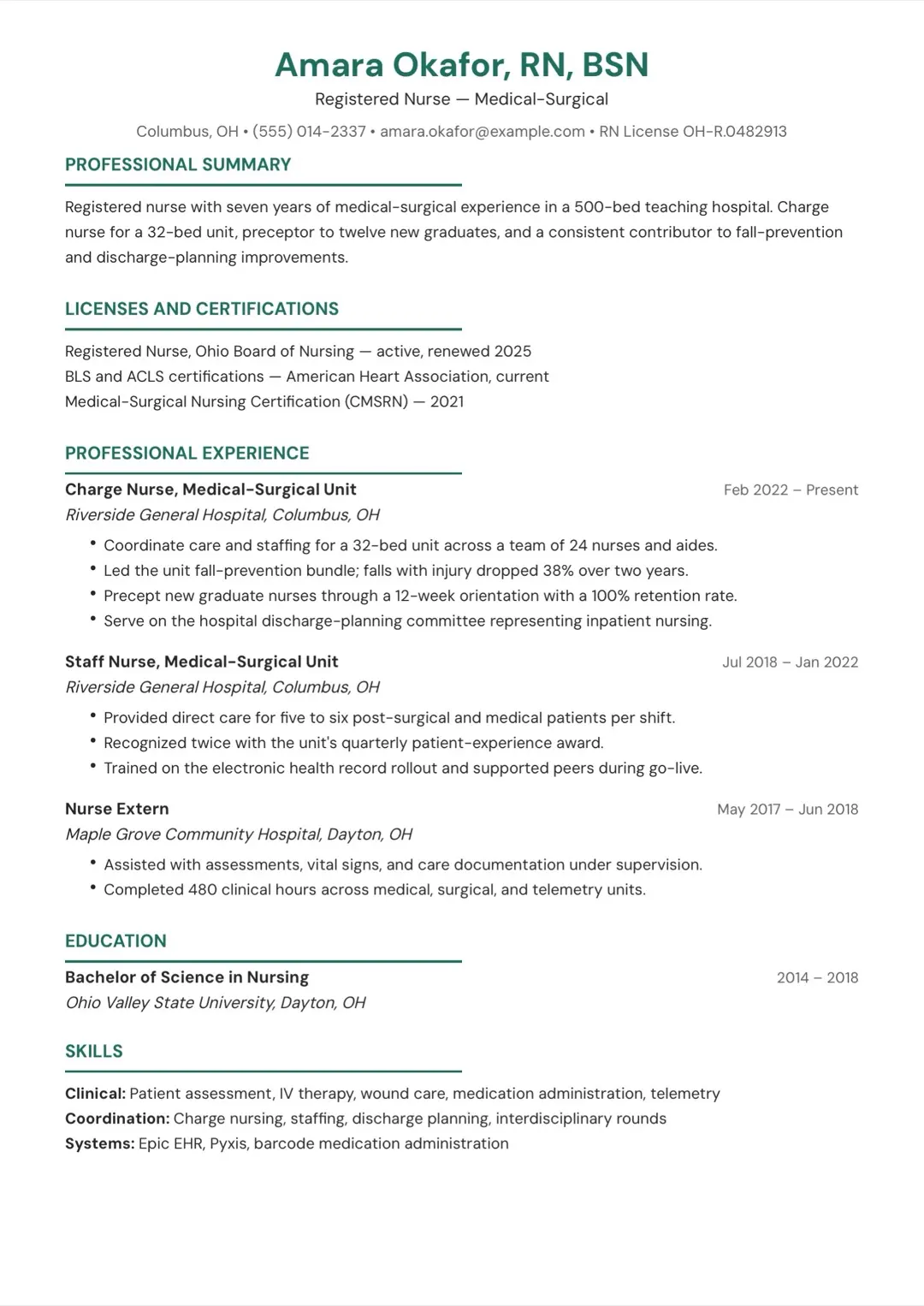 Deep Teal Simple ATS-Friendly CV Template