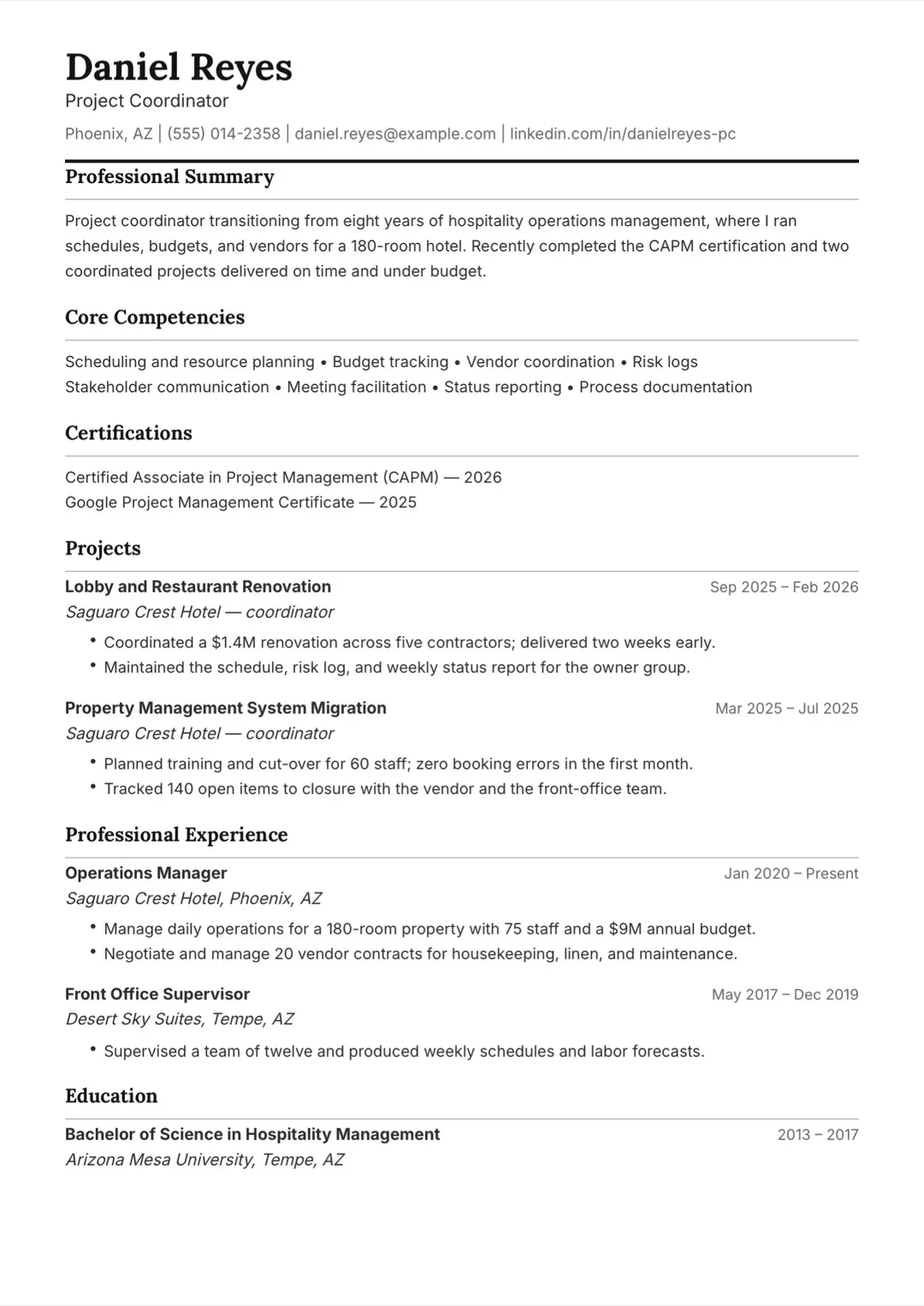 Black and White ATS-Friendly CV Template with Serif Headings