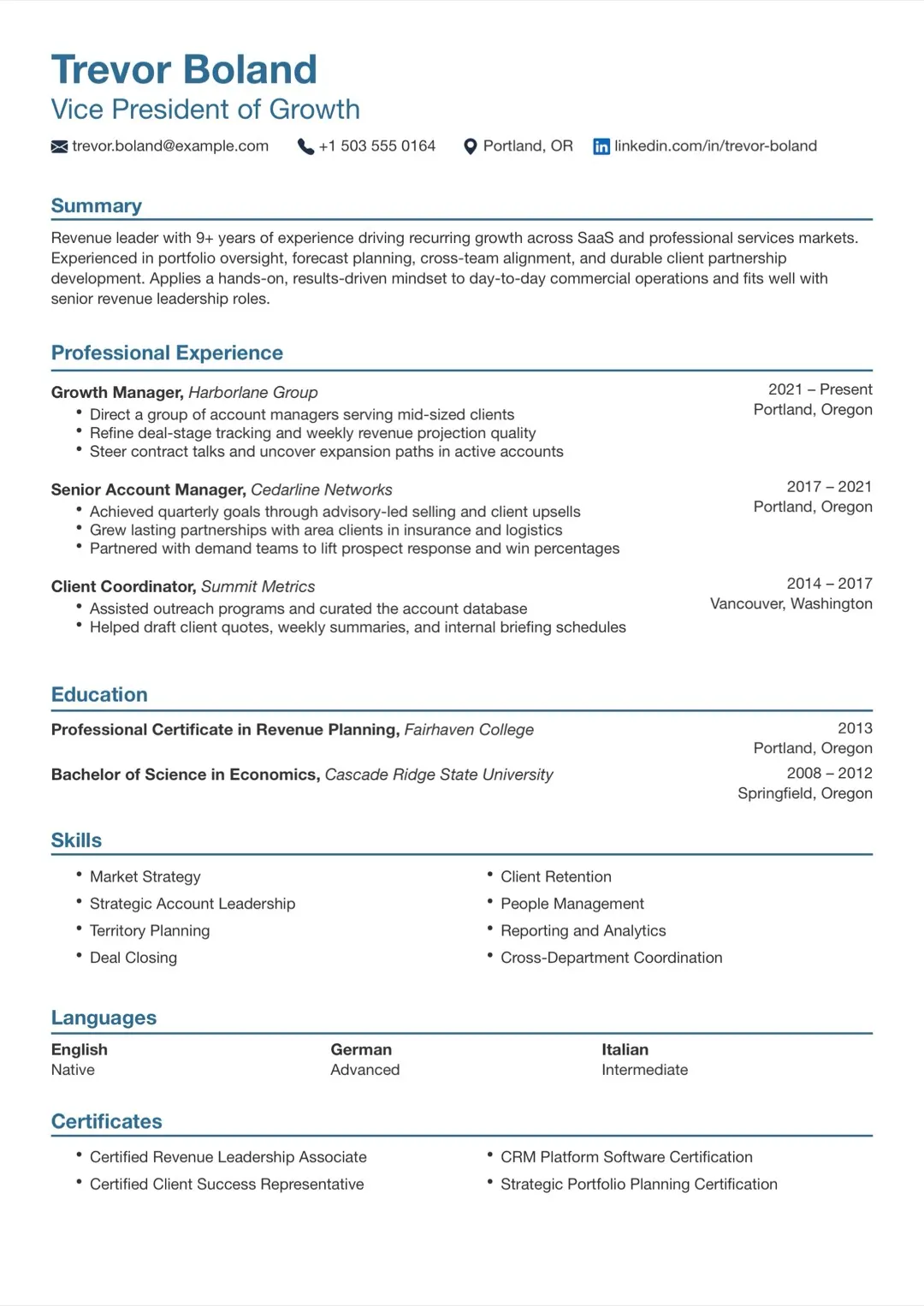 Black and White Minimal CV Layout