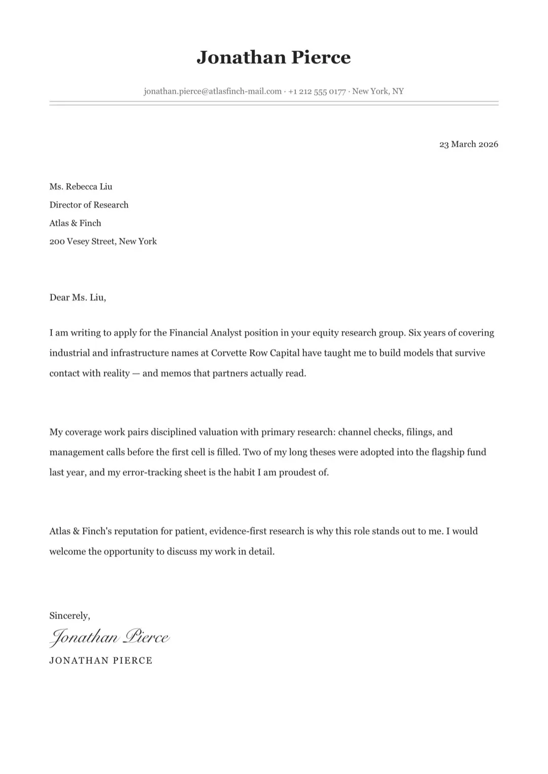 Black and White Simple Cover Letter Template