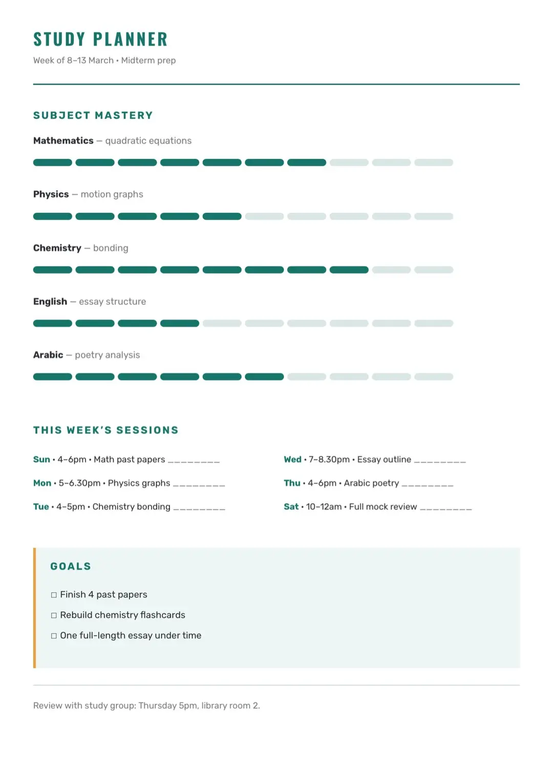 Sky Blue Planner Template with Skill Bars