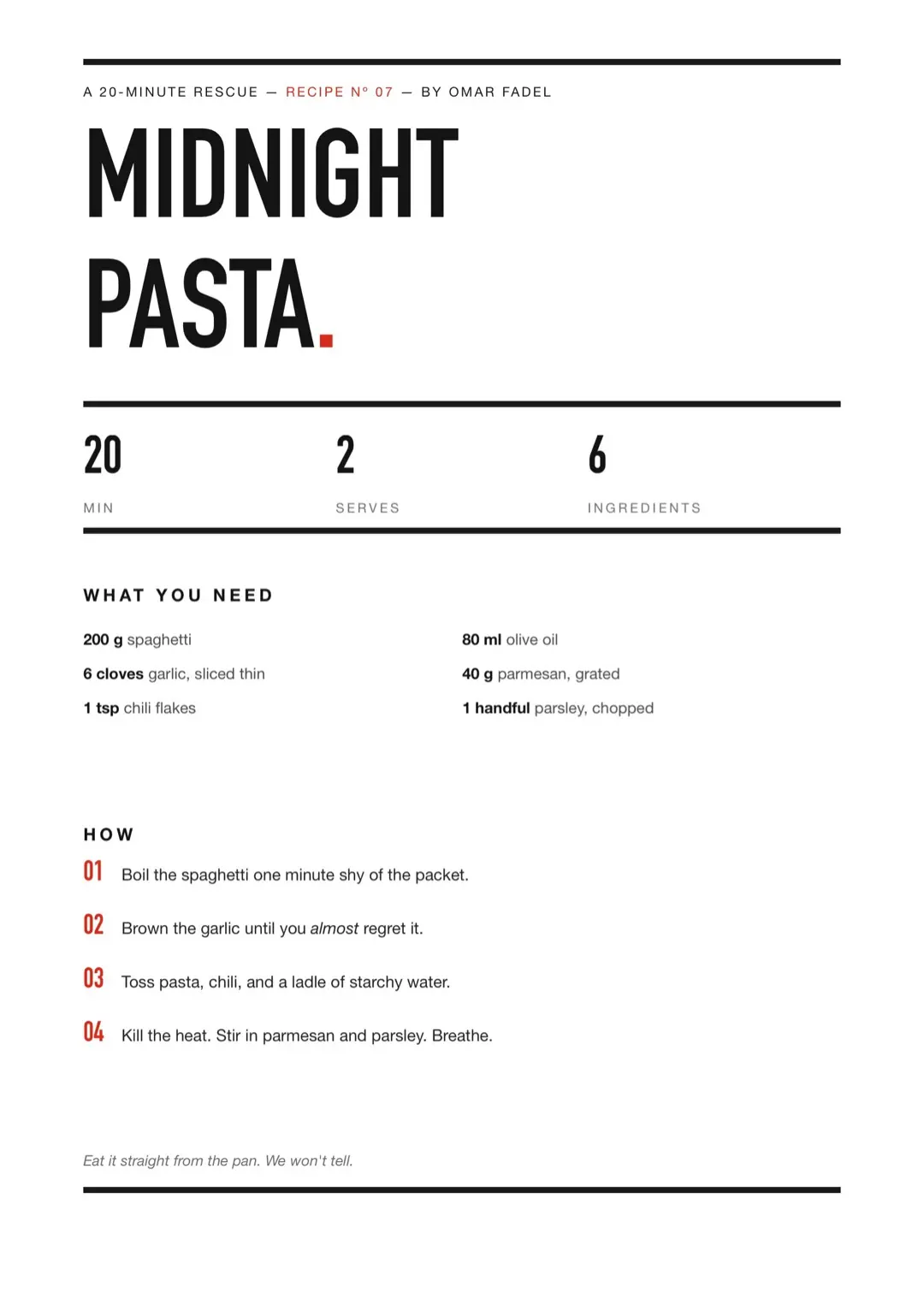Black and White Minimal Recipe Card Template