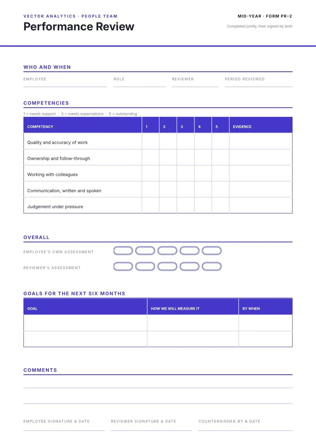 Blue Minimal Survey Form with Skill Bars and Tables